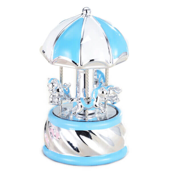 giostrina ceramica cavalli azzurra con carillon - i nini di JeanJacqueDiva JJD1959