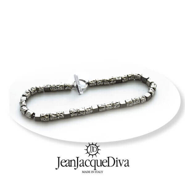 bracciale LeiLui con dadini martellati e cubi rodiati di JeanJacqueDiva JJD1959