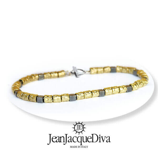 bracciale LeiLui con dadini martellati e cubi di JeanJacqueDiva JJD1959
