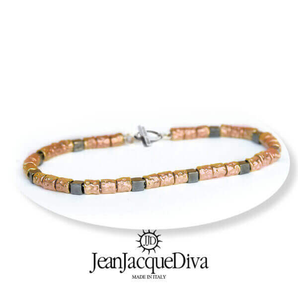 bracciale LeiLui con dadini martellati e cubi di JeanJacqueDiva JJD1959