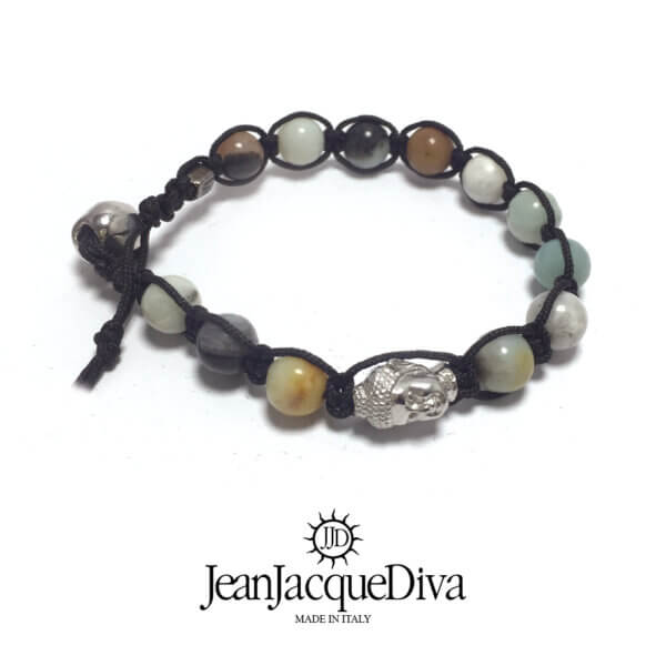 JJD bracciale Buddha Tamaschi - sfere 8 mm amazonite multicolor