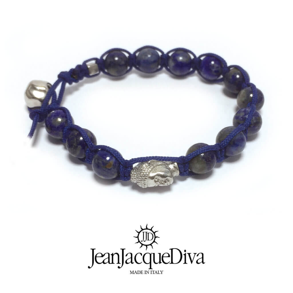 JJD bracciale Buddha Tamaschi e pepita in argento nov25 - sfere 8 mm lapislazzuli